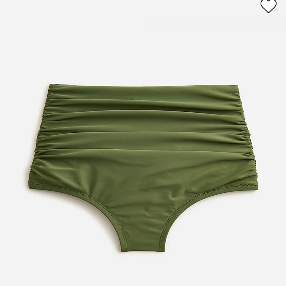 Ruched high-rise full-coverage bikini bottom